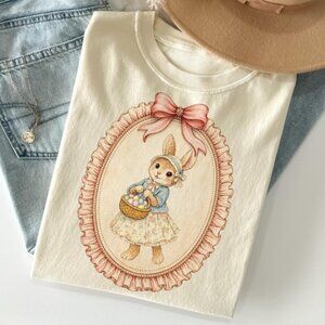 Cottagecore Rabbit Graphic Tee, Retro Spring Easter Outfit